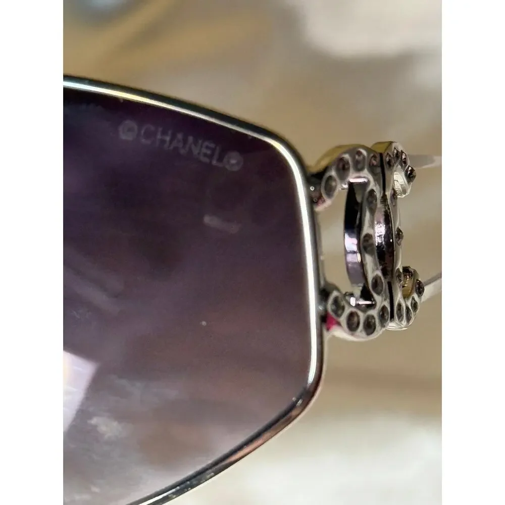 Vintage Chanel 4073-B Rhinestone CC Shield Sunglasses Y2K